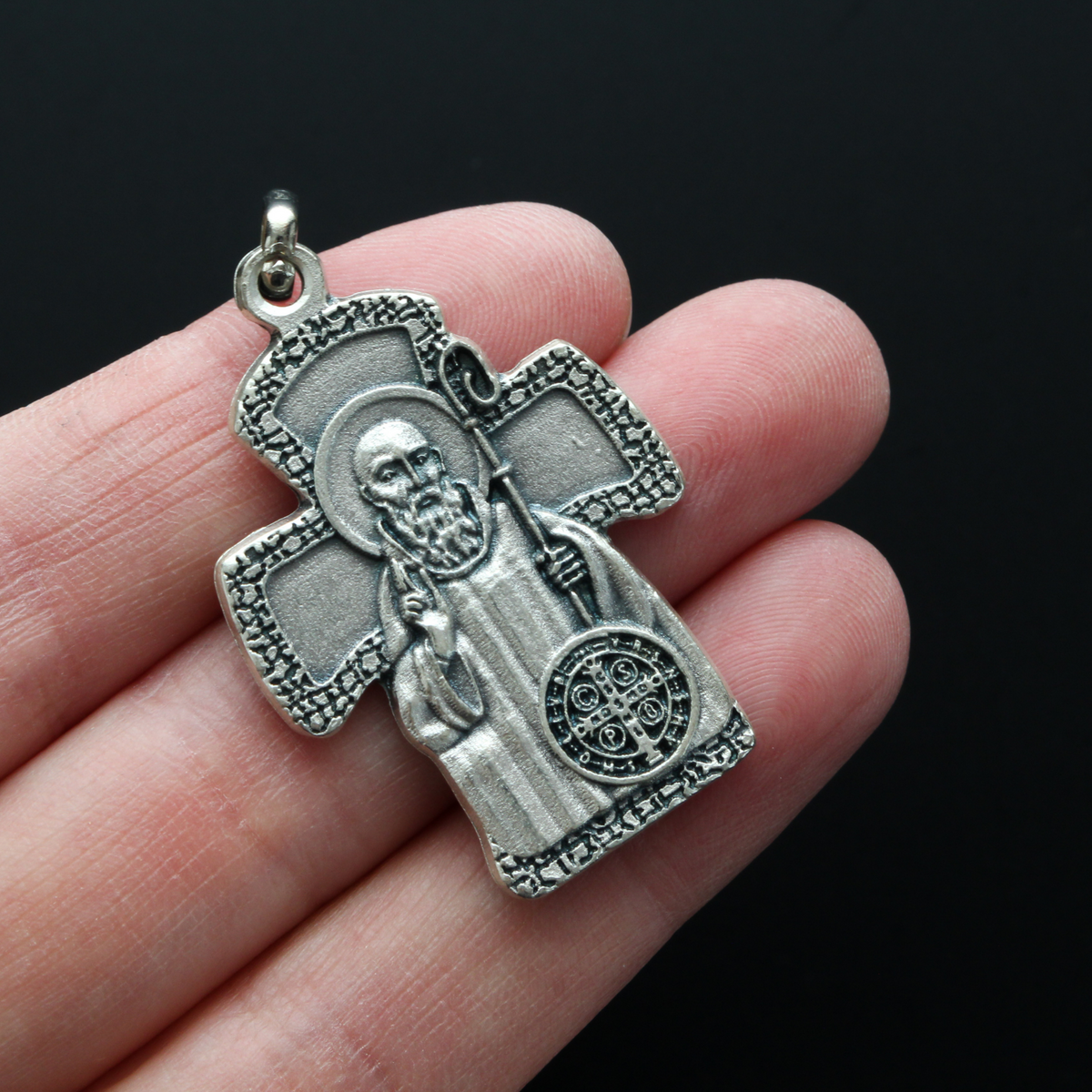 Saint Benedict Cross Shaped Pendant - San Benito Protector Against Evil Spirits and Temptations