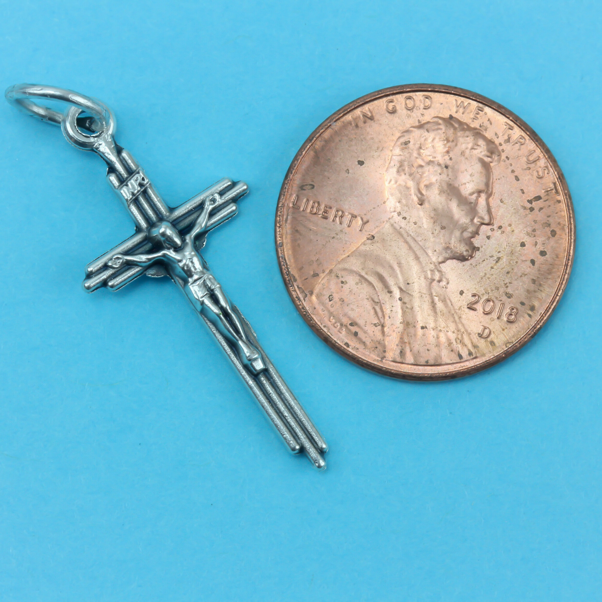 Small Three Bar Crucifix Cross Bracelet Size Charm 1-1/8" long - Made in Italy
