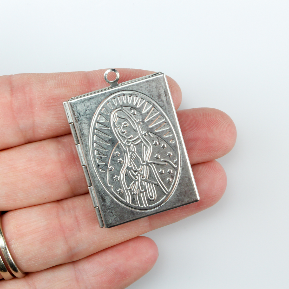 Blessed Virgin Mary Stainless Steel Locket Pendant - Photo Frame Charm 1pc