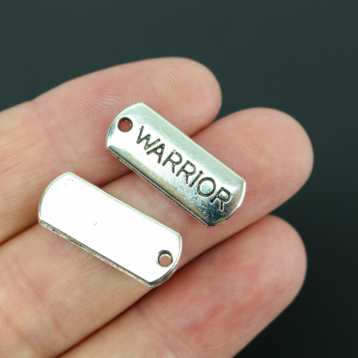 Warrior Inspirational Message Word Charms - Silver Tone 5pcs