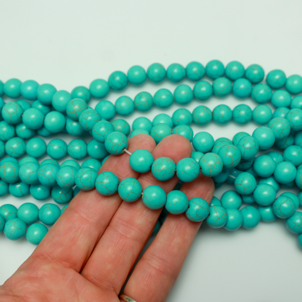 10mm Turquoise Howlite Stone Beads, One Strand - 40 beads