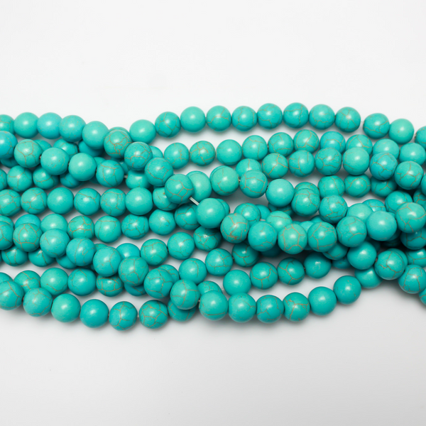 10mm Turquoise Howlite Stone Beads, One Strand - 40 beads