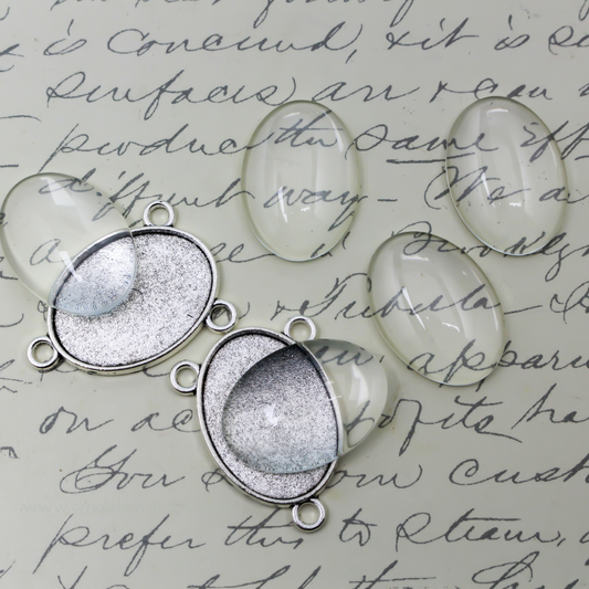 Clear Glass Oval Cabochons 18x25mm for Rosaries, Pendants, Magnets - 20pcs