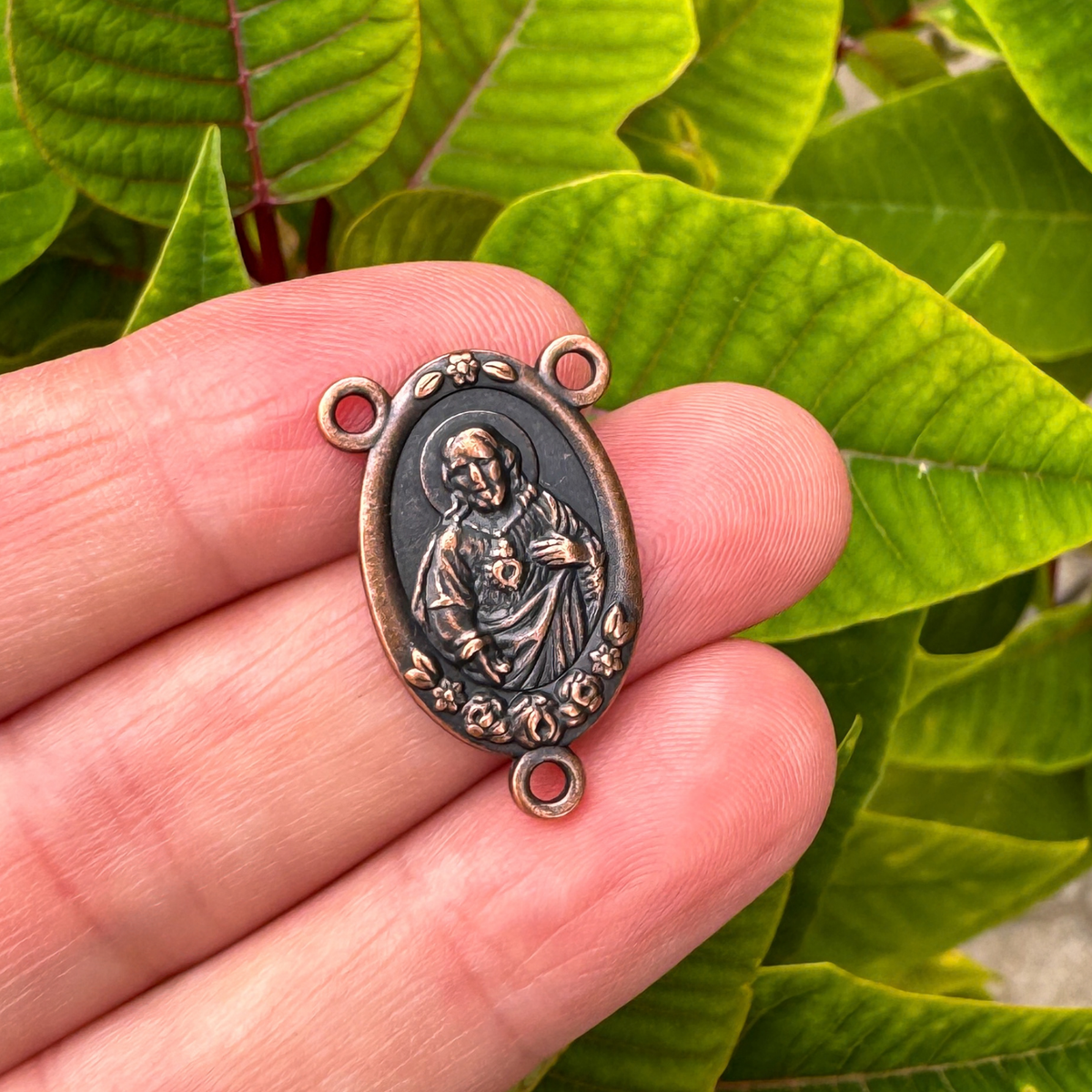 Sacred Heart of Jesus Our Lady of Fatima Rosary Centerpieces, 25x15mm - 5pcs Available in Four Colors