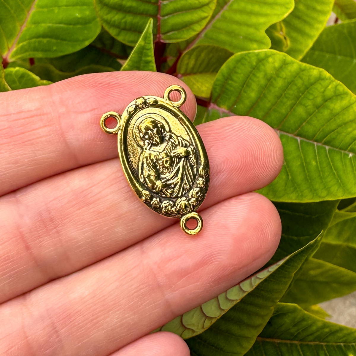 Sacred Heart of Jesus Our Lady of Fatima Rosary Centerpieces, 25x15mm - 5pcs Available in Four Colors