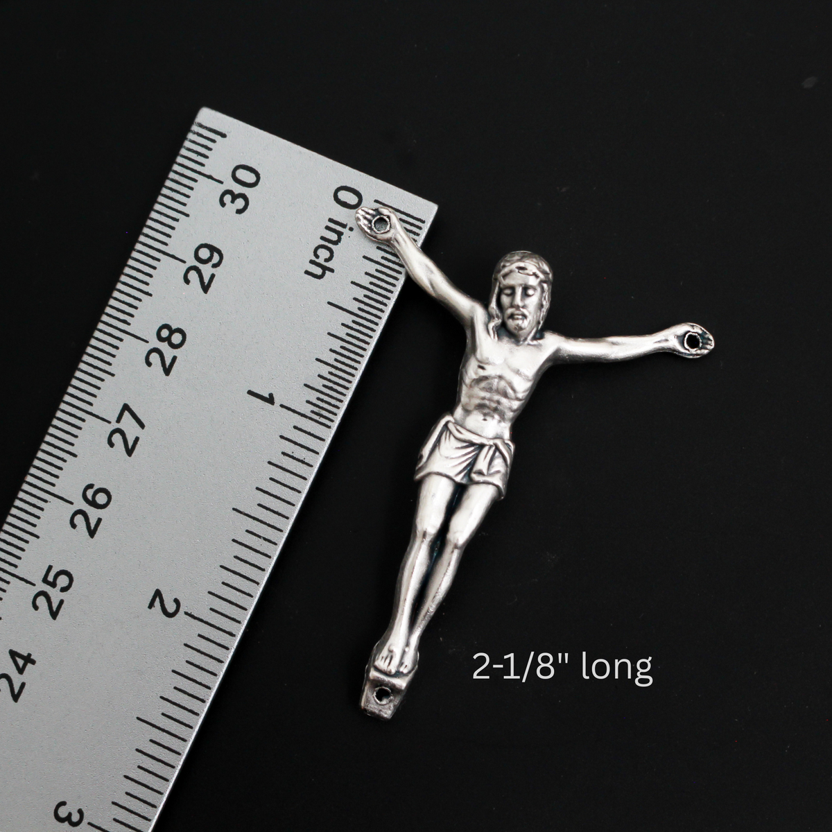 Silver Corpus for Crucifix - Body of Christ DIY 2-1/8" long w/ pre dilled 1mm holes