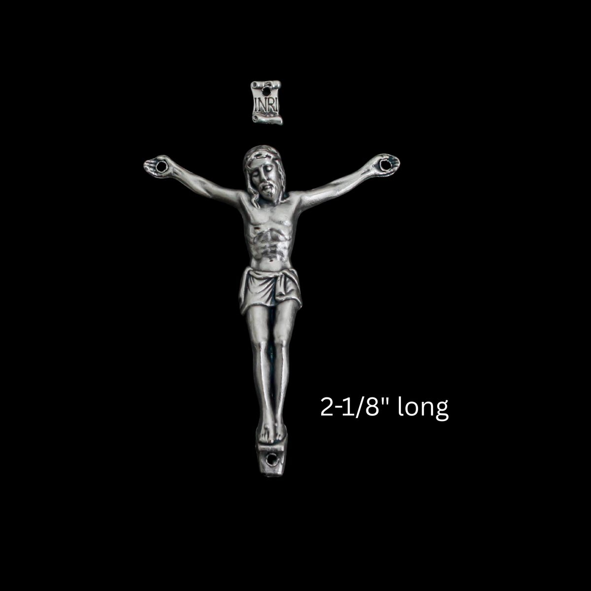 Silver Corpus for Crucifix - Body of Christ DIY 2-1/8" long w/ pre dilled 1mm holes
