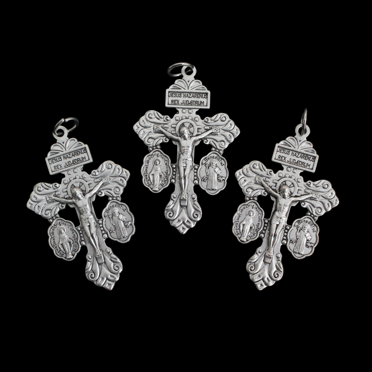 Three Way Pardon of Indulgence Crucifix, 3pcs Available in Silver, Gold, or Bronze 2-3/16" Long