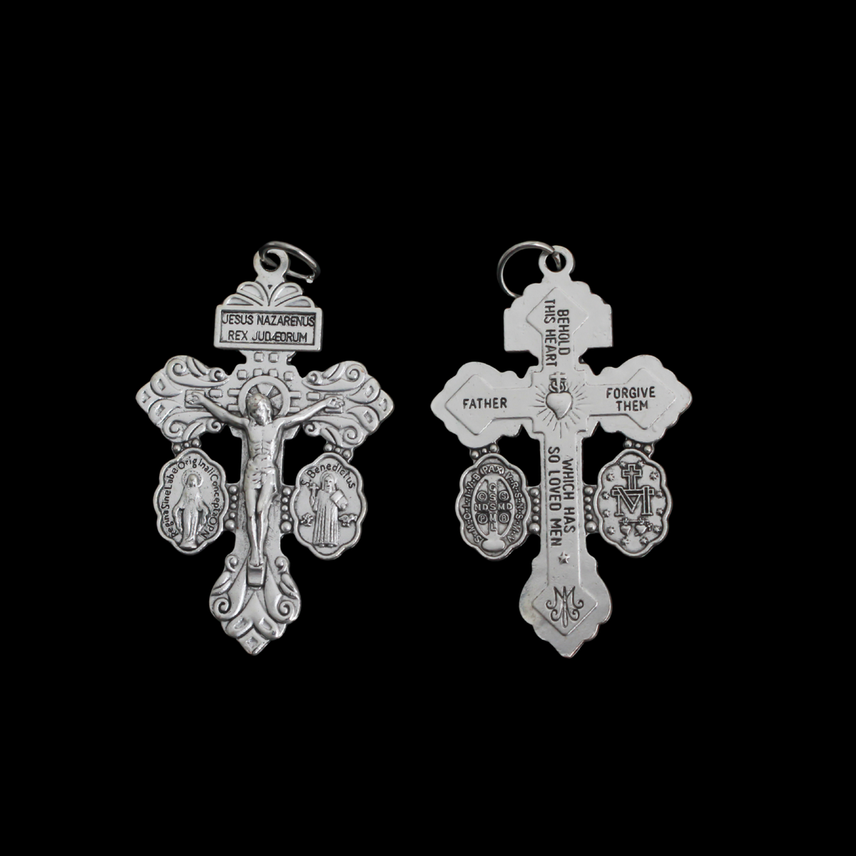 Three Way Pardon of Indulgence Crucifix, 3pcs Available in Silver, Gold, or Bronze 2-3/16" Long