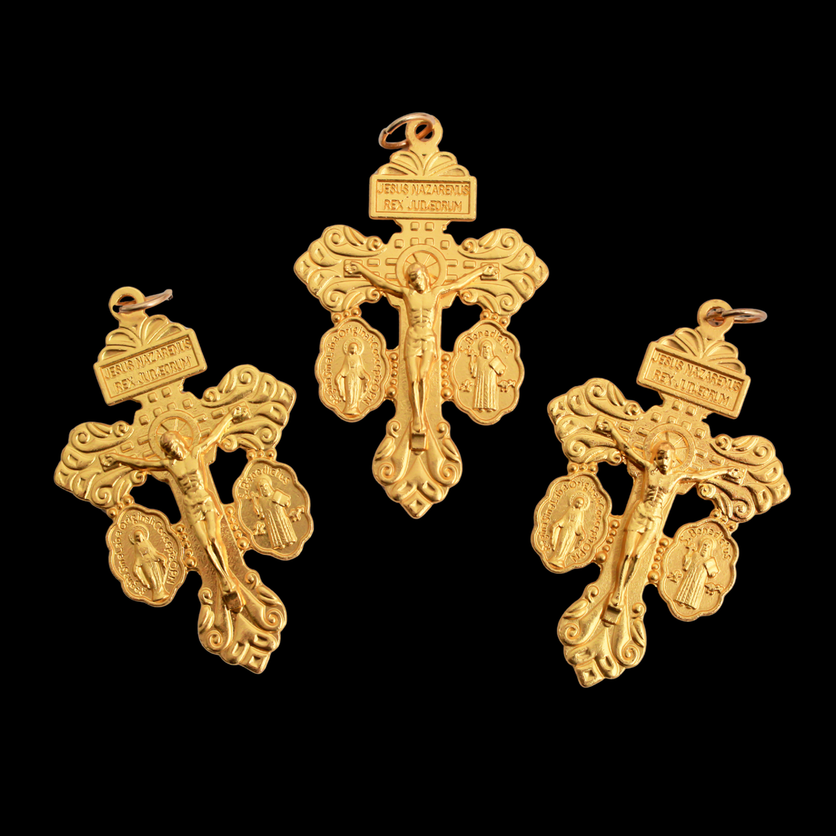 Three Way Pardon of Indulgence Crucifix, 3pcs Available in Silver, Gold, or Bronze 2-3/16" Long