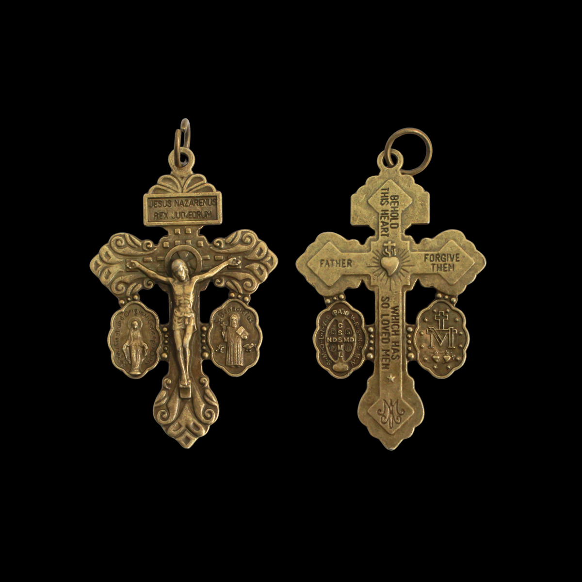 Three Way Pardon of Indulgence Crucifix, 3pcs Available in Silver, Gold, or Bronze 2-3/16" Long