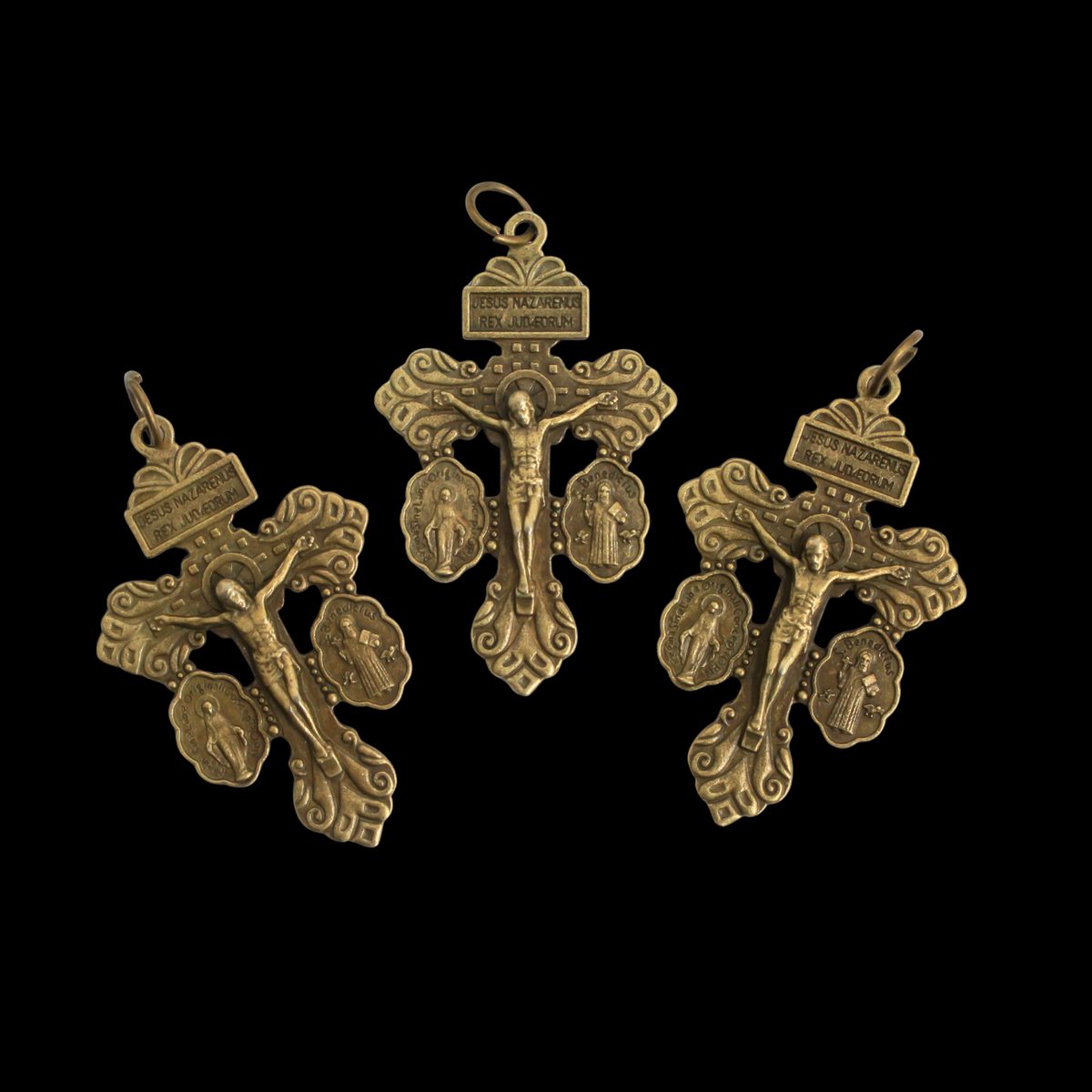 Three Way Pardon of Indulgence Crucifix, 3pcs Available in Silver, Gold, or Bronze 2-3/16" Long