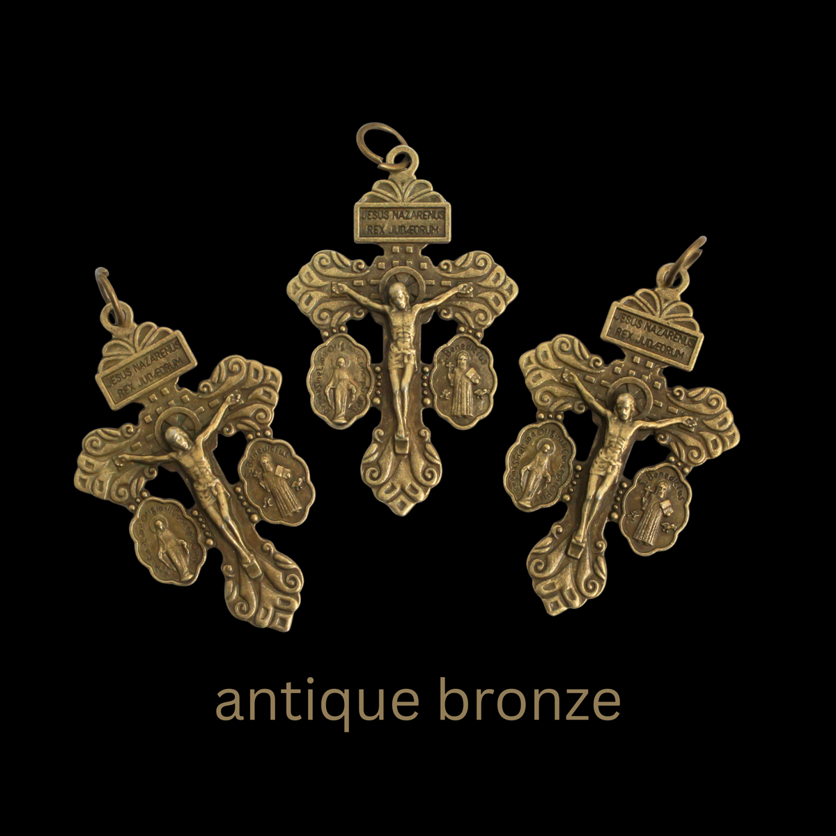 Three Way Pardon of Indulgence Crucifix, 3pcs Available in Silver, Gold, or Bronze 2-3/16" Long