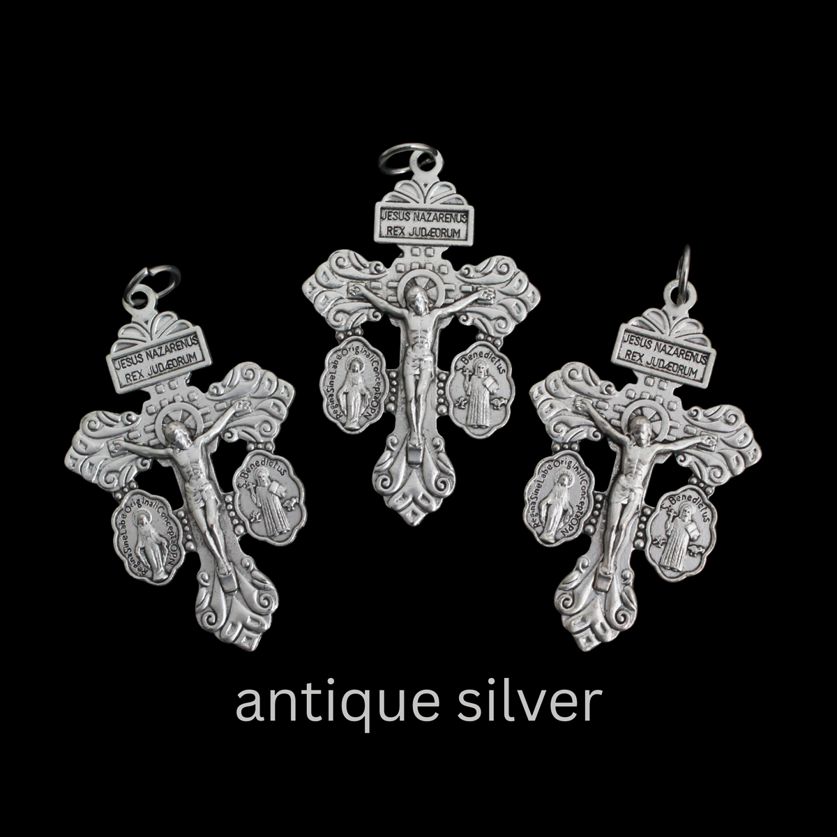 Three Way Pardon of Indulgence Crucifix, 3pcs Available in Silver, Gold, or Bronze 2-3/16" Long