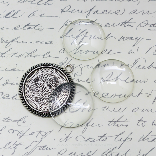 Clear Glass Cabochons 25mm Round for Rosaries, Pendants, Magnets - 20pcs