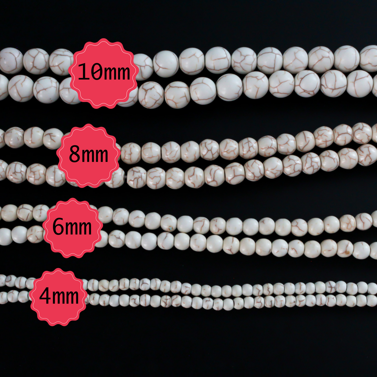 Beautiful synthetic magnesite beads that are a practical alternative to real magnesite.