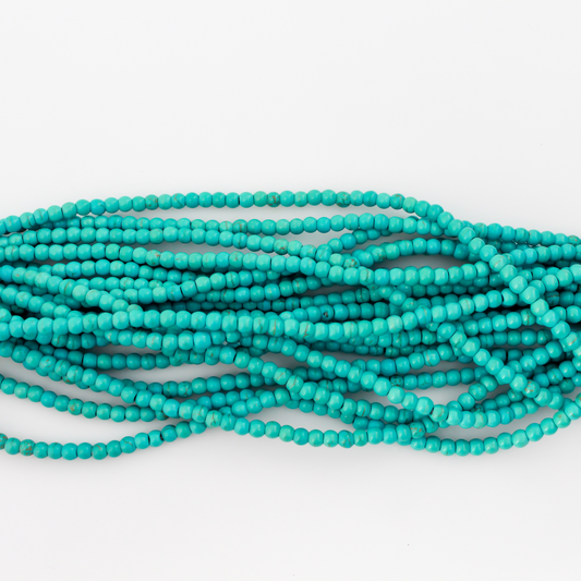 4mm round Beautiful synthetic howlite turquoise beads that are a practical alternative to real turquoise