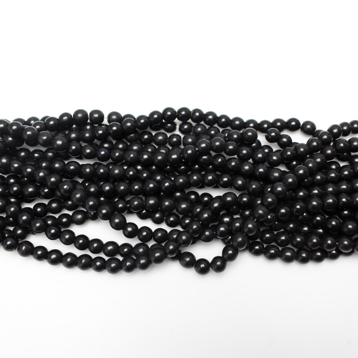 6mm Black Howlite Stone Beads, One Strand - 65 beads