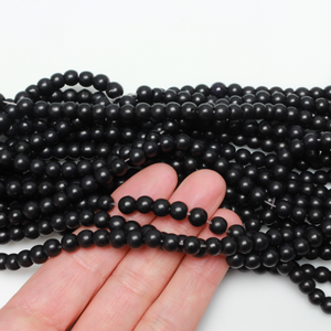6mm Black Howlite Stone Beads, One Strand - 65 beads