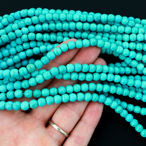 6mm round Beautiful synthetic howlite turquoise beads that are a practical alternative to real turquoise