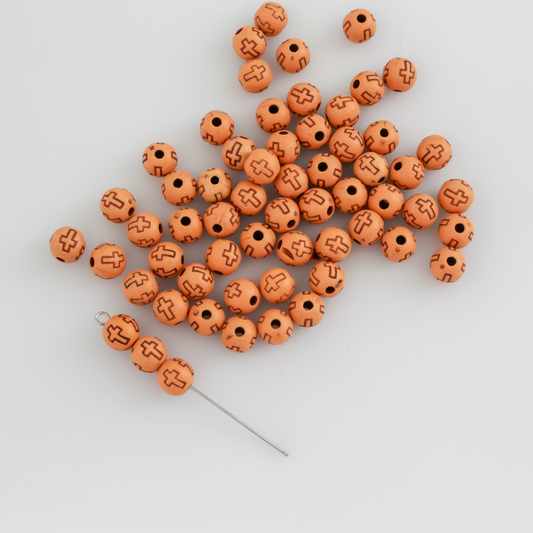Acrylic imitation wood round beads that are 8mm with a 2mm hole size