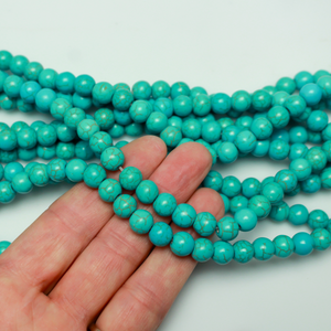 8mm Turquoise Howlite Stone Beads, One Strand - 50 beads