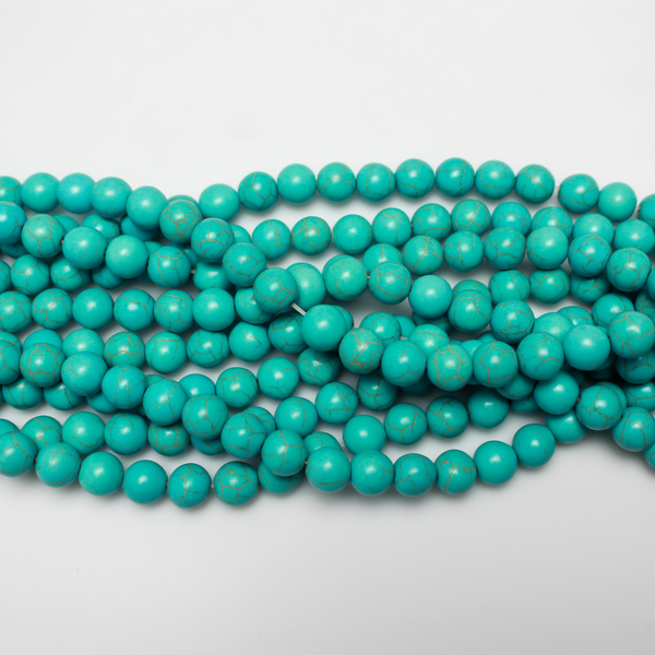 8mm Turquoise Howlite Stone Beads, One Strand - 50 beads