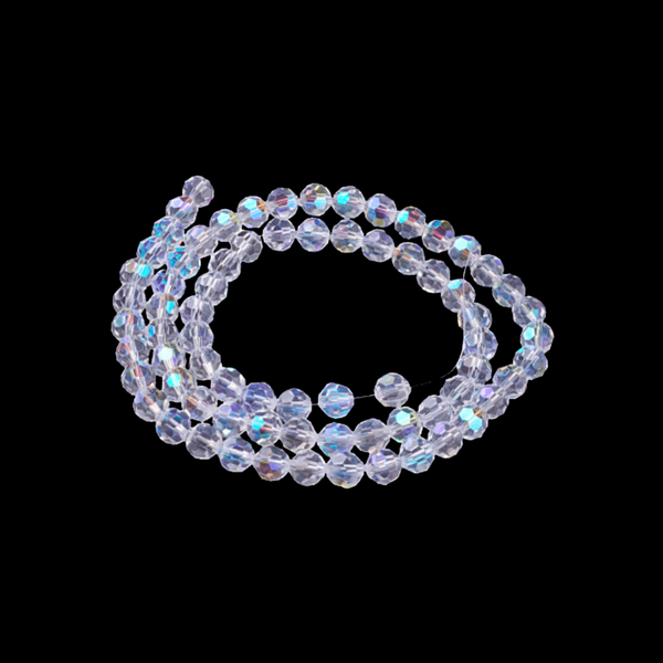 Electroplate Glass Bead Strand AB Color - 7.2mm Round Faceted Crystal Rosary Beads - 67pcs/strand