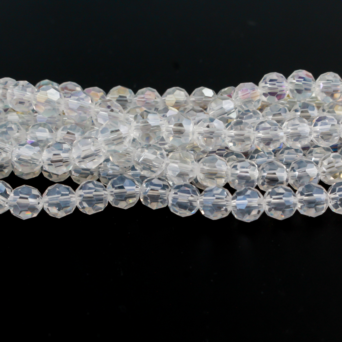 Electroplate Glass Bead Strand AB Color - 7.2mm Round Faceted Crystal Rosary Beads - 67pcs/strand