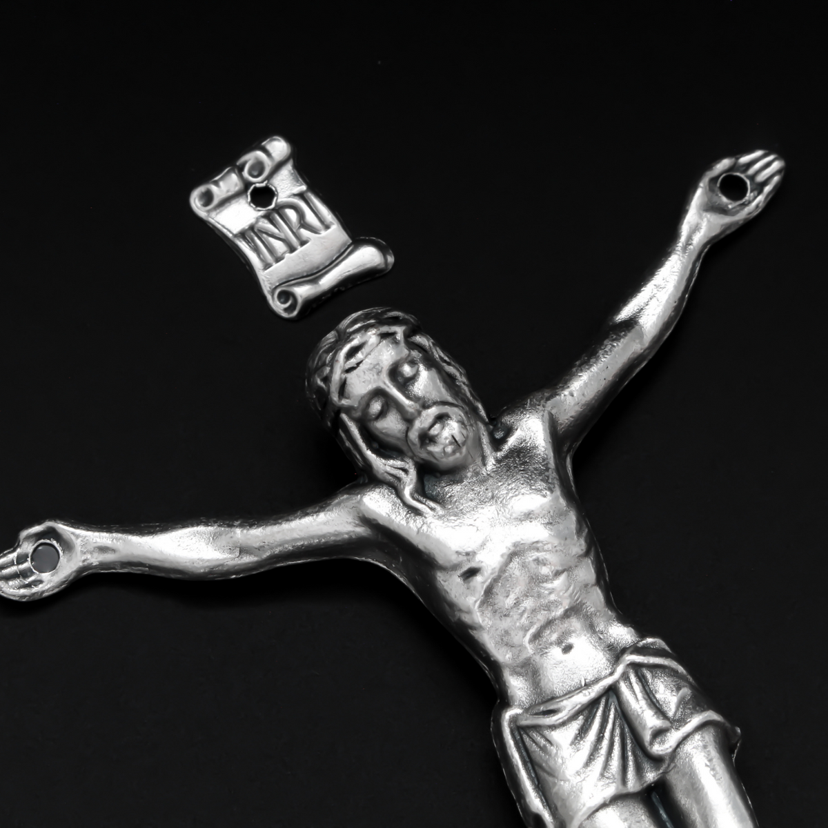 Silver Corpus for Crucifix - Body of Christ 3-1/4" long w/ pre dilled 2mm holes
