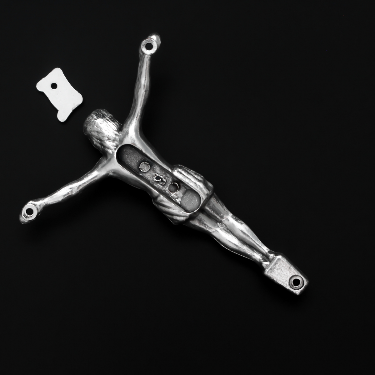 Silver Corpus for Crucifix - Body of Christ 3-1/4" long w/ pre dilled 2mm holes