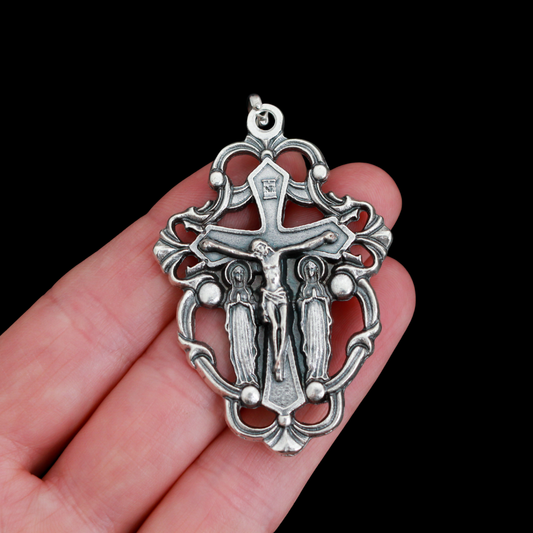 Large Ornate Rosary Crucifix - The Virgin Mary & John the Apostle in a Stabat Mater - John 19:26 Woman, Behold Your Son