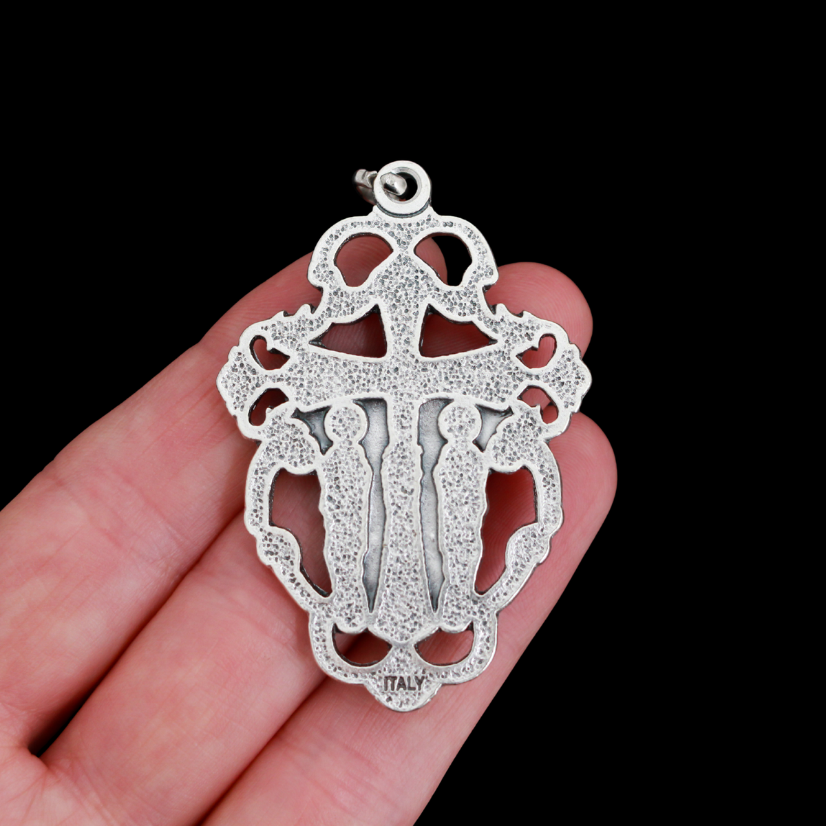 Large Ornate Rosary Crucifix - The Virgin Mary & John the Apostle in a Stabat Mater - John 19:26 Woman, Behold Your Son