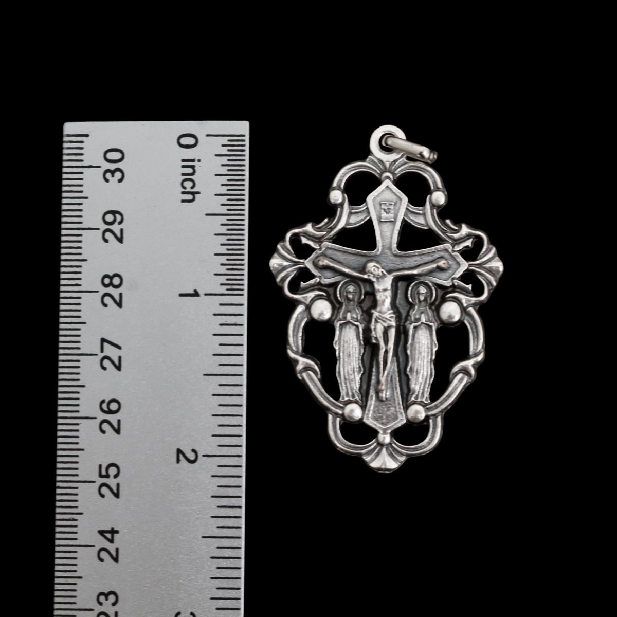 Large Ornate Rosary Crucifix - The Virgin Mary & John the Apostle in a Stabat Mater - John 19:26 Woman, Behold Your Son