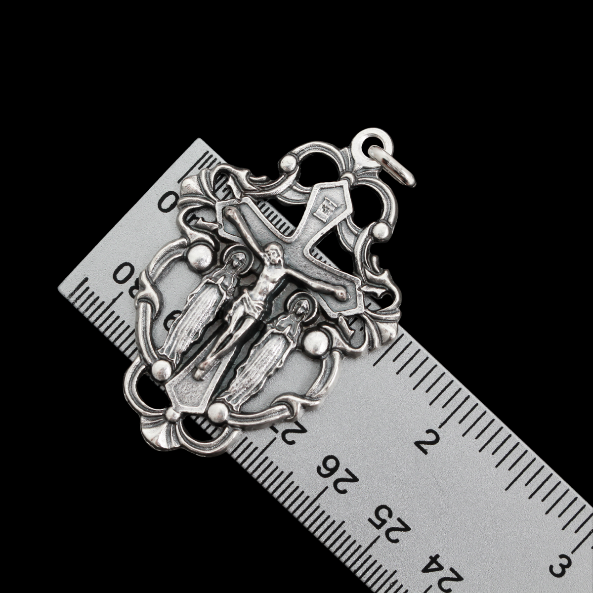 Large Ornate Rosary Crucifix - The Virgin Mary & John the Apostle in a Stabat Mater - John 19:26 Woman, Behold Your Son