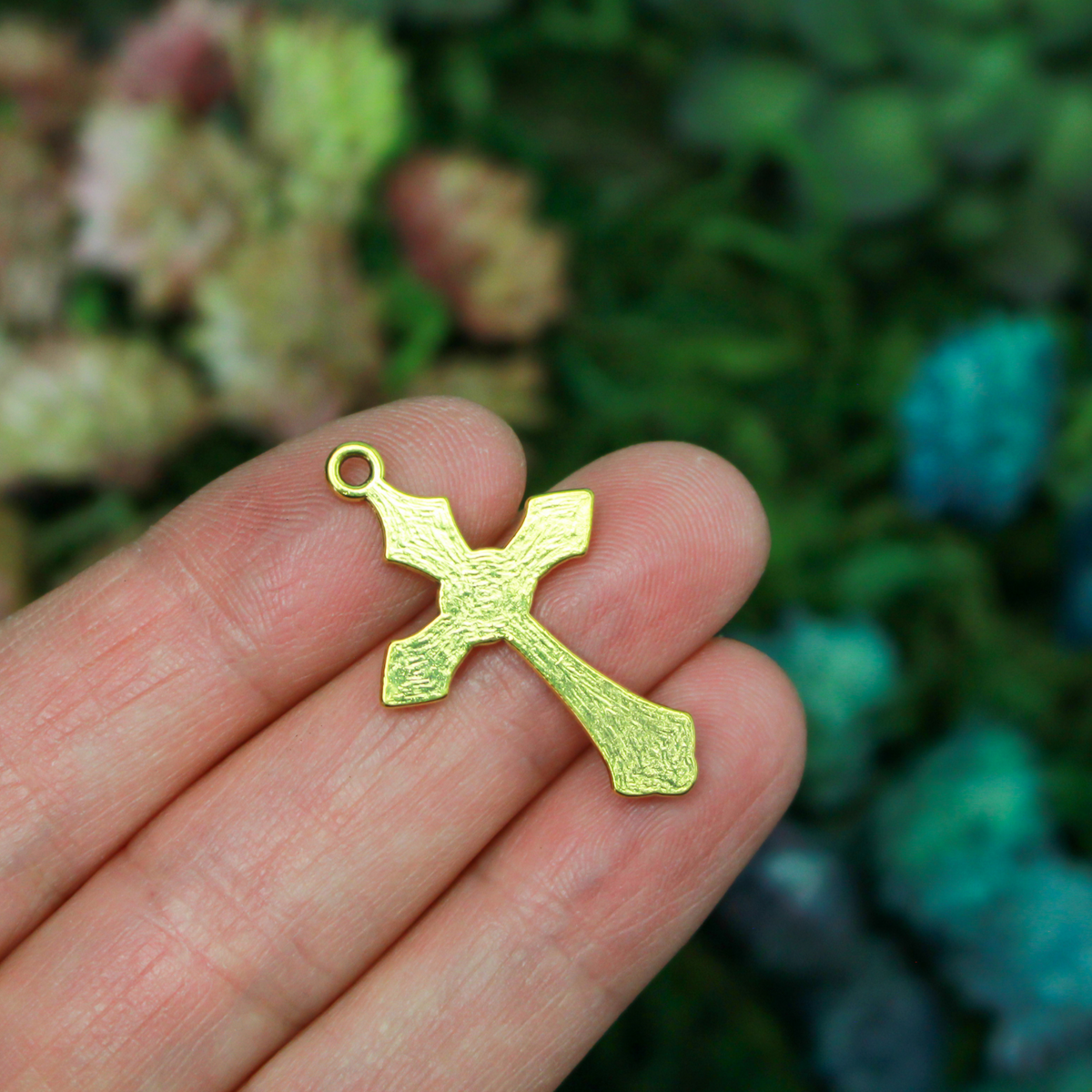 Antique Gold Crucifix Crosses with Grapes and Leaves Detailing, 32mm Long - 10pcs