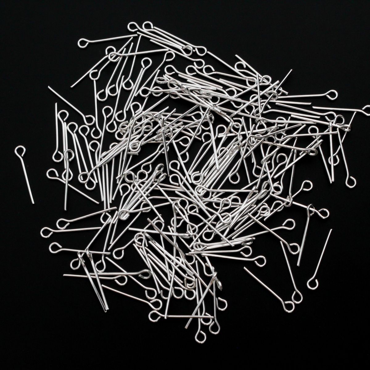 Silver Plate Eye Pins - Heavy Duty 14mm long x 0.7mm (21 gauge) 20 grams