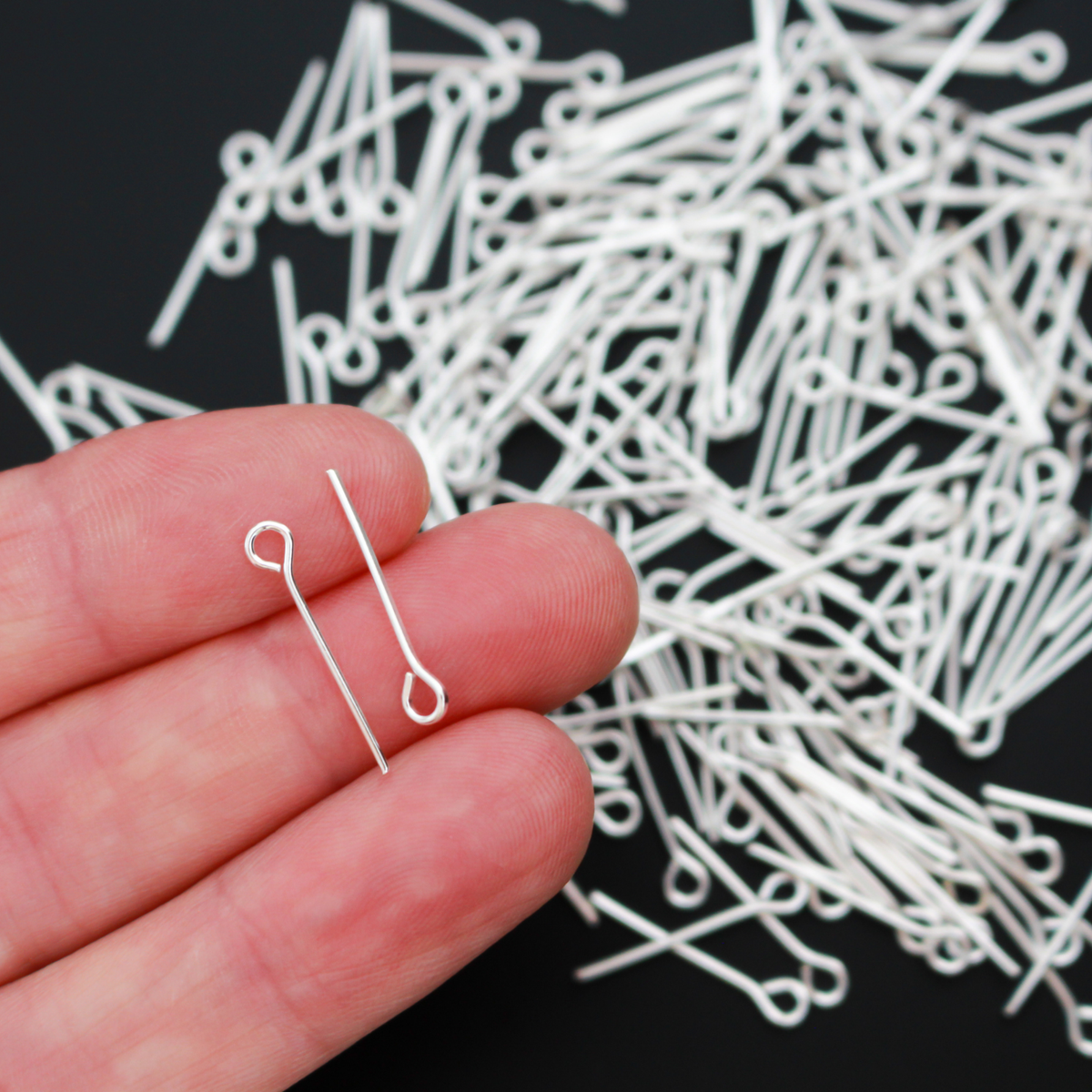 Silver Plate Eye Pins - Heavy Duty 14mm long x 0.7mm (21 gauge) 20 grams
