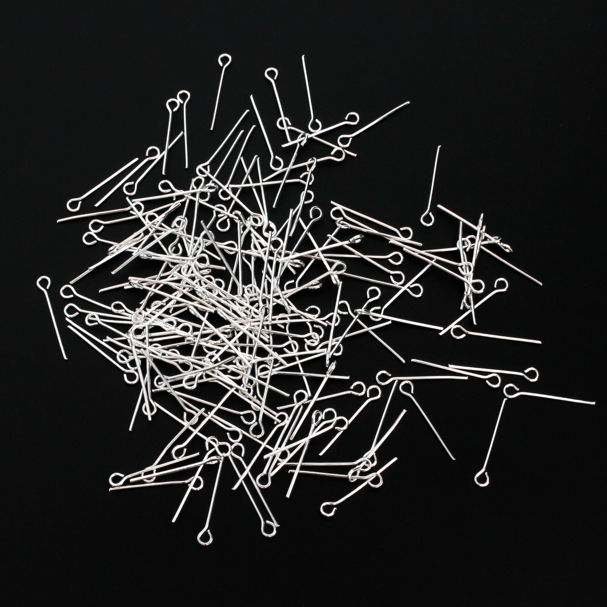 Silver Plate Eye Pins - Heavy Duty 16mm long x 0.7mm (21 gauge) 500pcs