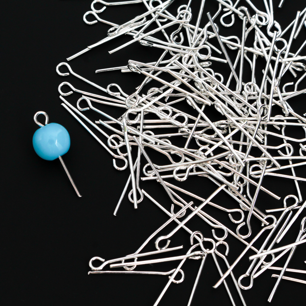 Silver Plate Eye Pins - Heavy Duty 16mm long x 0.7mm (21 gauge) 500pcs