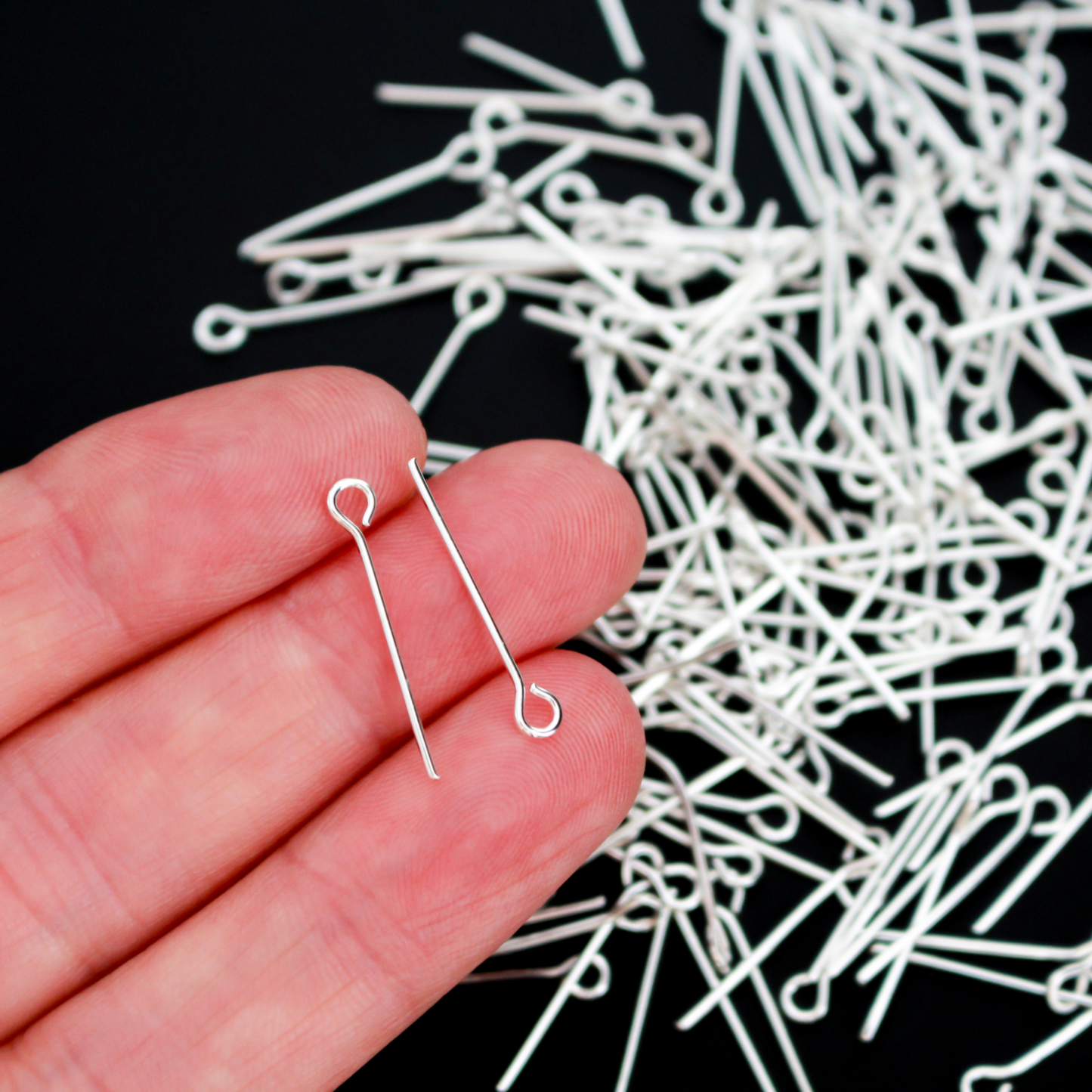 Silver Plate Eye Pins - Heavy Duty 16mm long x 0.7mm (21 gauge) 500pcs