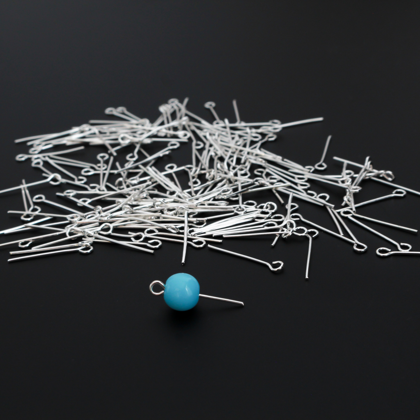 Silver Plate Eye Pins - Heavy Duty 16mm long x 0.7mm (21 gauge) 500pcs