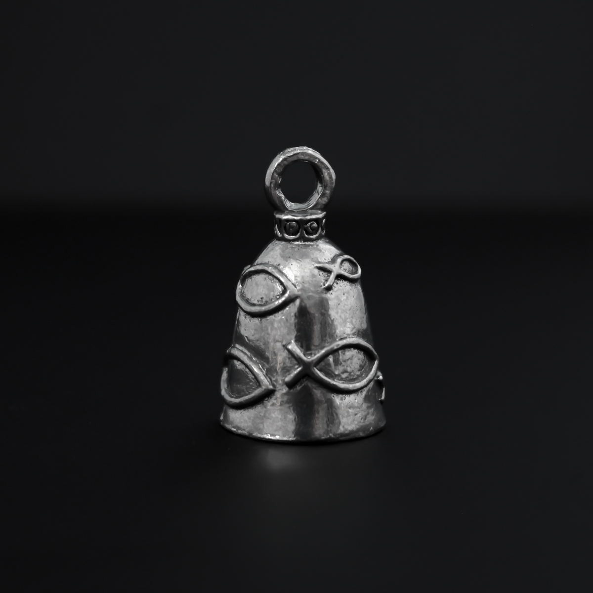 John 3:16 Guardian bell that is marked "John 3:16" and is surrounded by fish symbols also known as the Ichthys, a symbol for Jesus.
