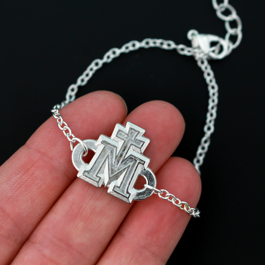 Miraculous Medal Charm Bracelet - Stainless Steel 7-1/2" Long plus a 1" long Extender Chain