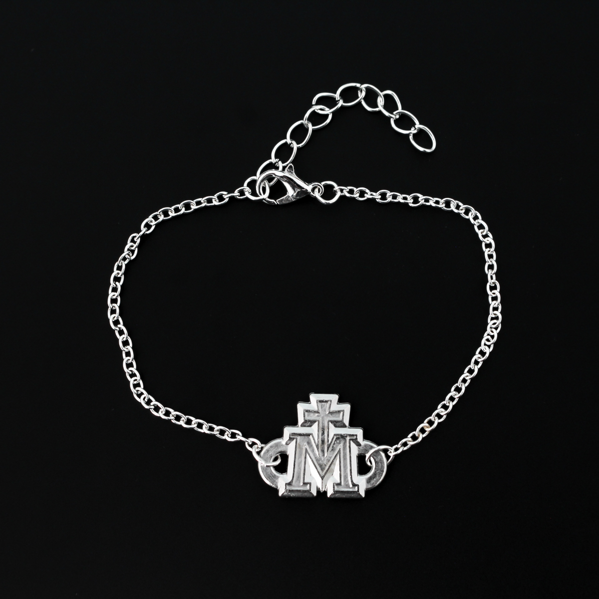 Miraculous Medal Charm Bracelet - Stainless Steel 7-1/2" Long plus a 1" long Extender Chain