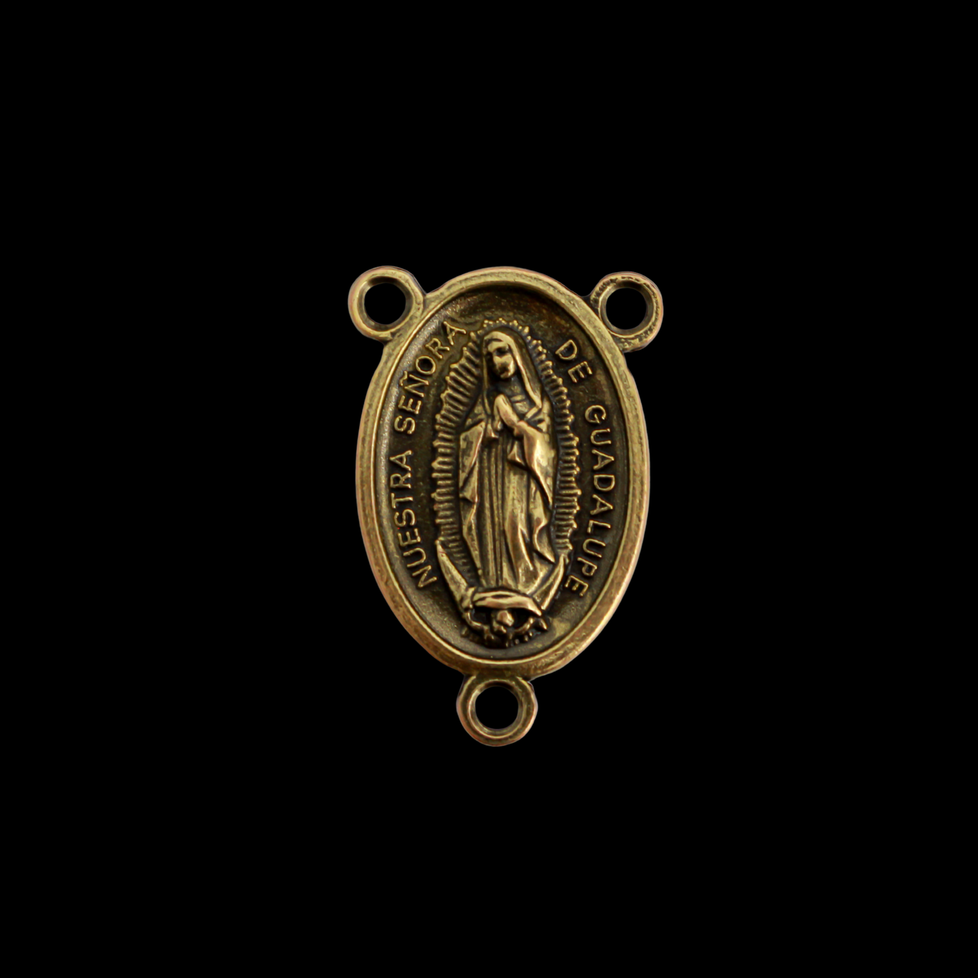 Bronze Our Lady of Guadalupe 1" Oval Rosary Centerpiece - Made in Italy