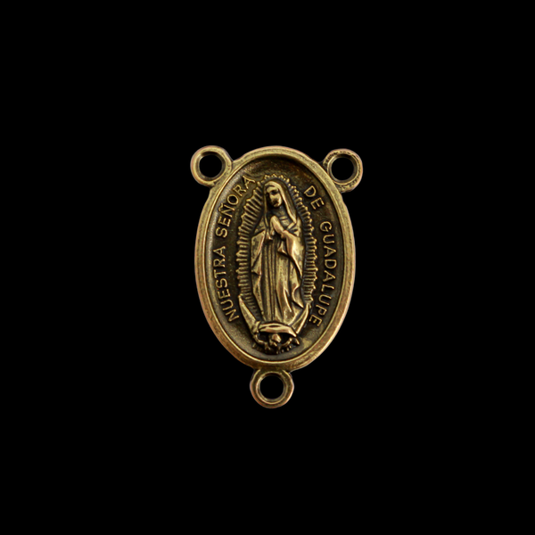 Bronze Our Lady of Guadalupe 1" Oval Rosary Centerpiece - Made in Italy