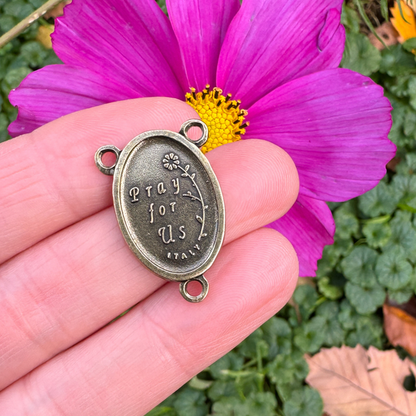 Bronze Our Lady of Guadalupe 1" Oval Rosary Centerpiece - Made in Italy