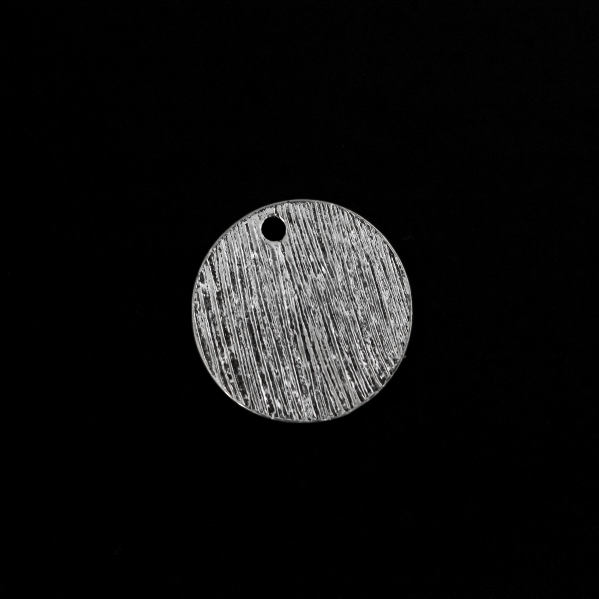 Flat, 20mm round charms engraved with the word "PRAY" with an olive branch detail beneath