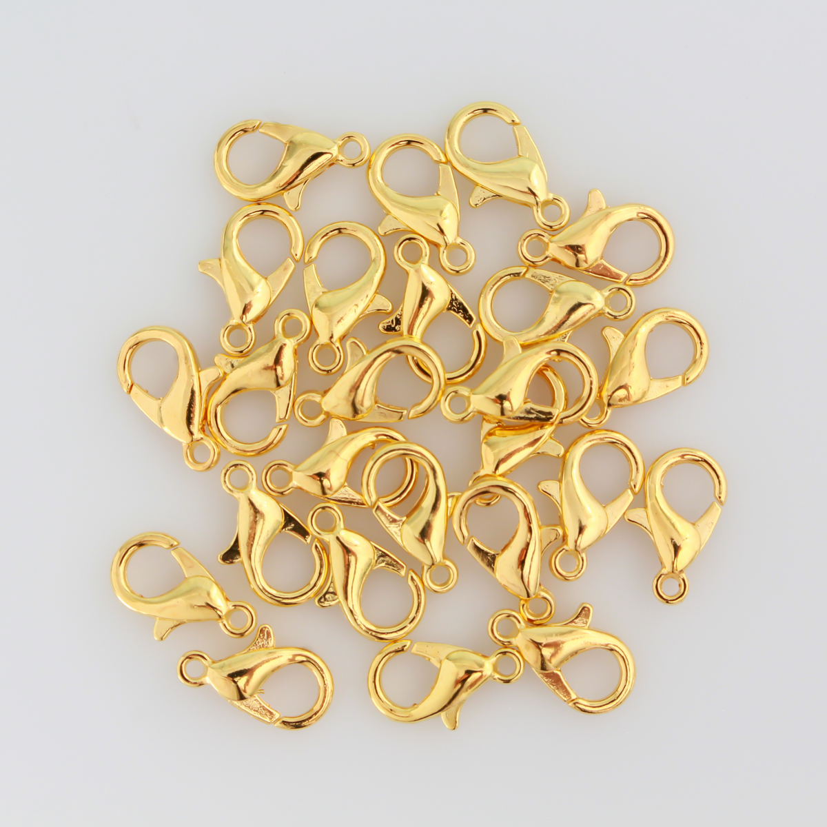 Gold lobster claw findings, 12mm long by 6mm wide